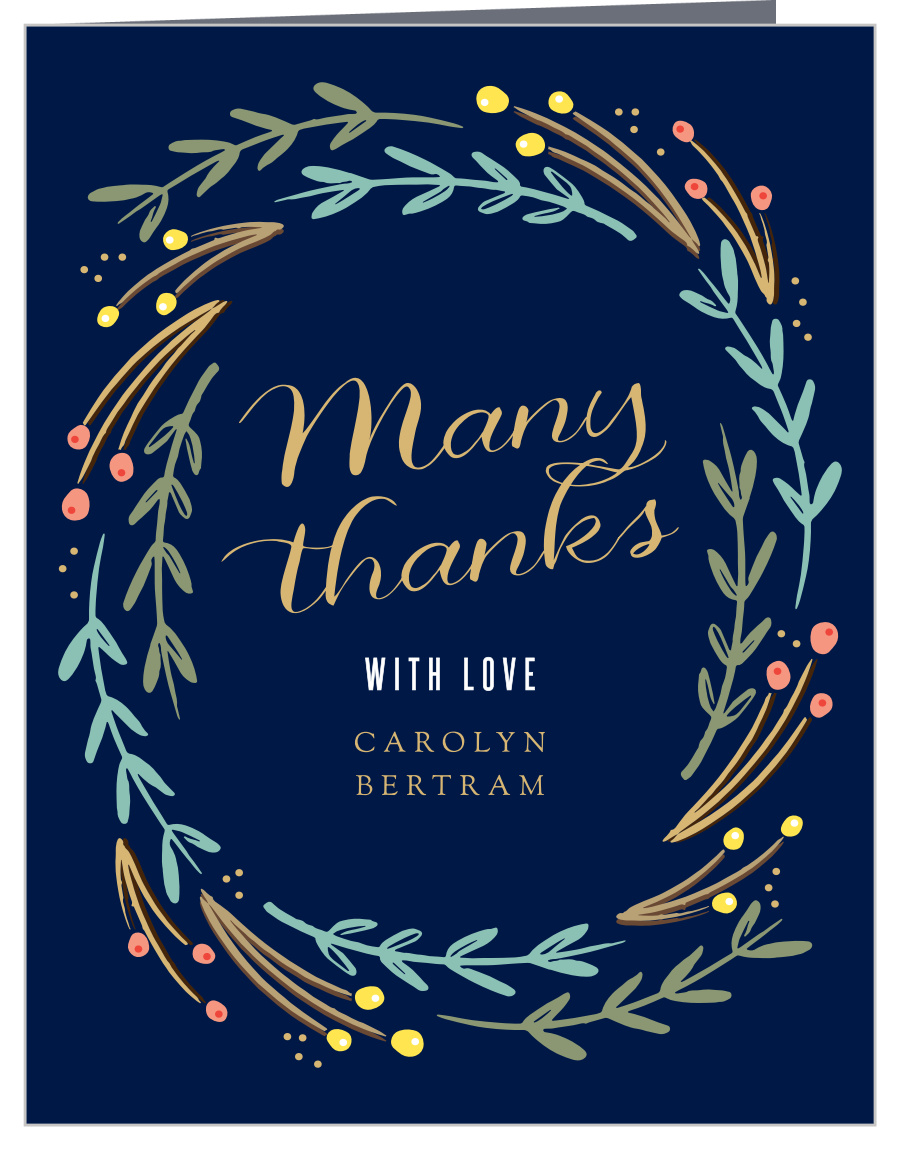 Floral Swirl Foil Party Thank You Cards