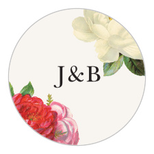 Vintage Florals Stickers feature a simplistic design: your and your love's first initial joined by an ampersand, and two roses, one to represent each of you.
