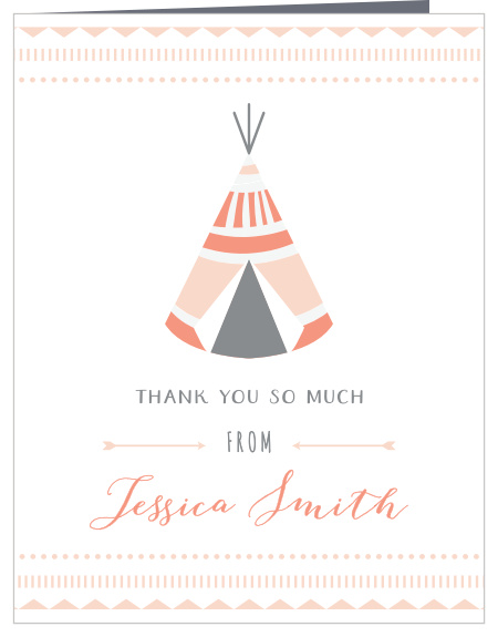 The Southwestern pattern and theme of the geometric teepee are the perfect way to say thanks to all the wonderful friends and family who showered you at your event.