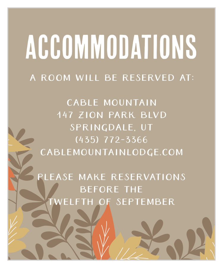 Autumn Leaves Foil Accommodation Cards