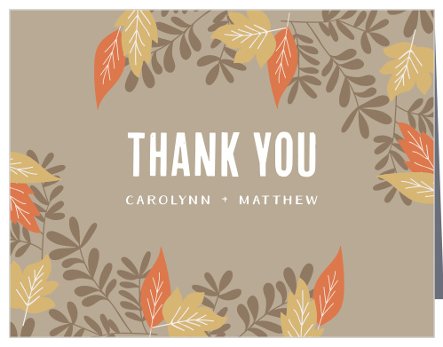 Autumn Leaves Foil Wedding Thank You Cards