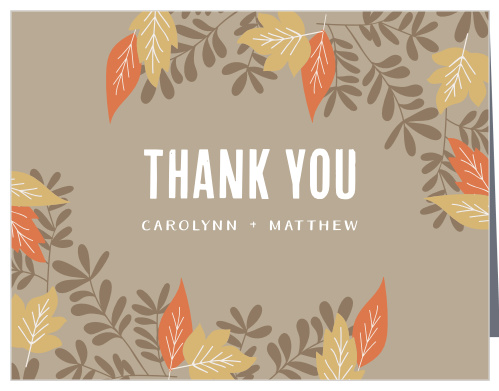 Finish your wedding stationery with the Autumn Leaves Foil Thank You Cards.