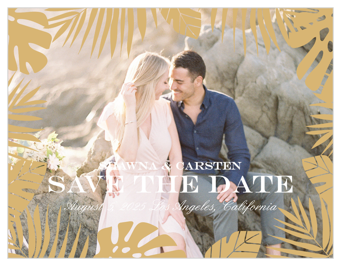 Tropical Palm Foil Save the Date Cards