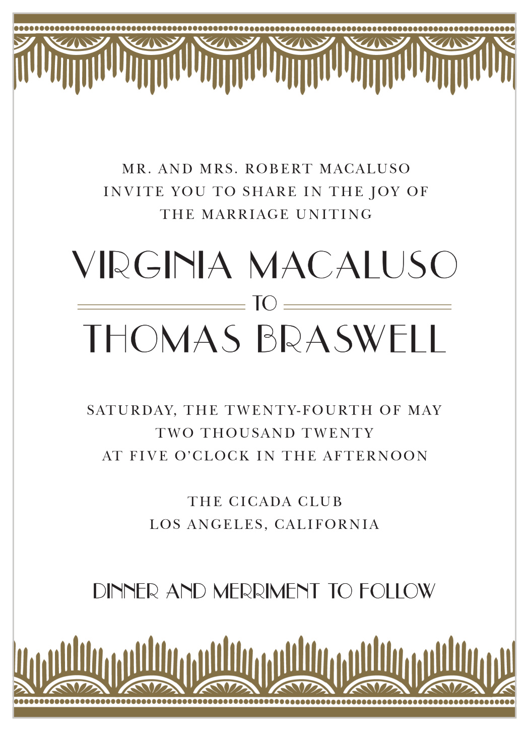 Roaring Twenties Wedding Invitations
