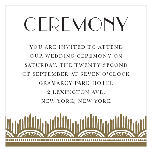The Roaring Twenties Ceremony Cards dress your ceremony details with vintage class.