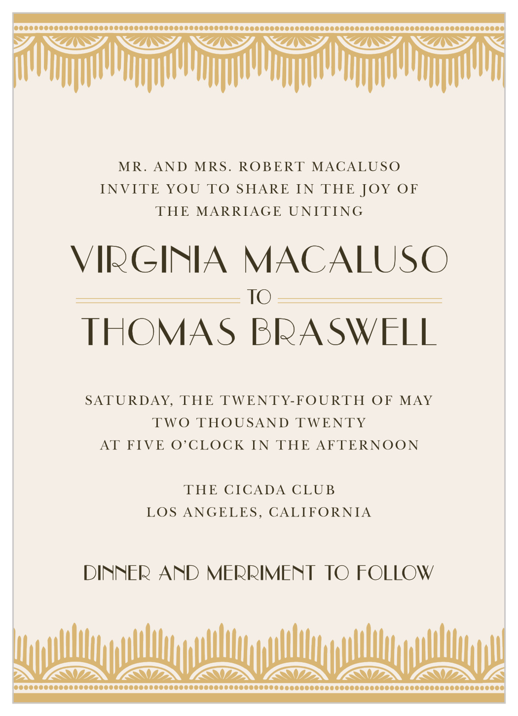 Roaring Twenties Foil Wedding Invitations