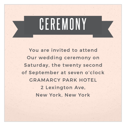 All Aboard for the wedding of your dreams!  The All Aboard Ceremony Cards, with their stylish ribbon, are a great way to inform guests of the date, time and location of your wedding ceremony. 