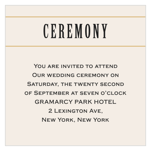 Invite guests to your wedding ceremony with the contemporary elegance of the Diamond Field Foil Ceremony Cards.