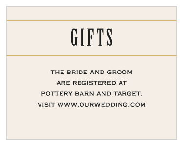 Guide guests to your wedding registries with the elegantly contemporary design of the Diamond Field Foil Registry Cards.