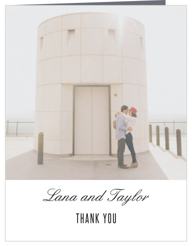 Featuring a gorgeous photo of the two of you, your names, and the simple text "Thank You", our State of Mind Wedding Thank You Cards let you say everything you need to. 