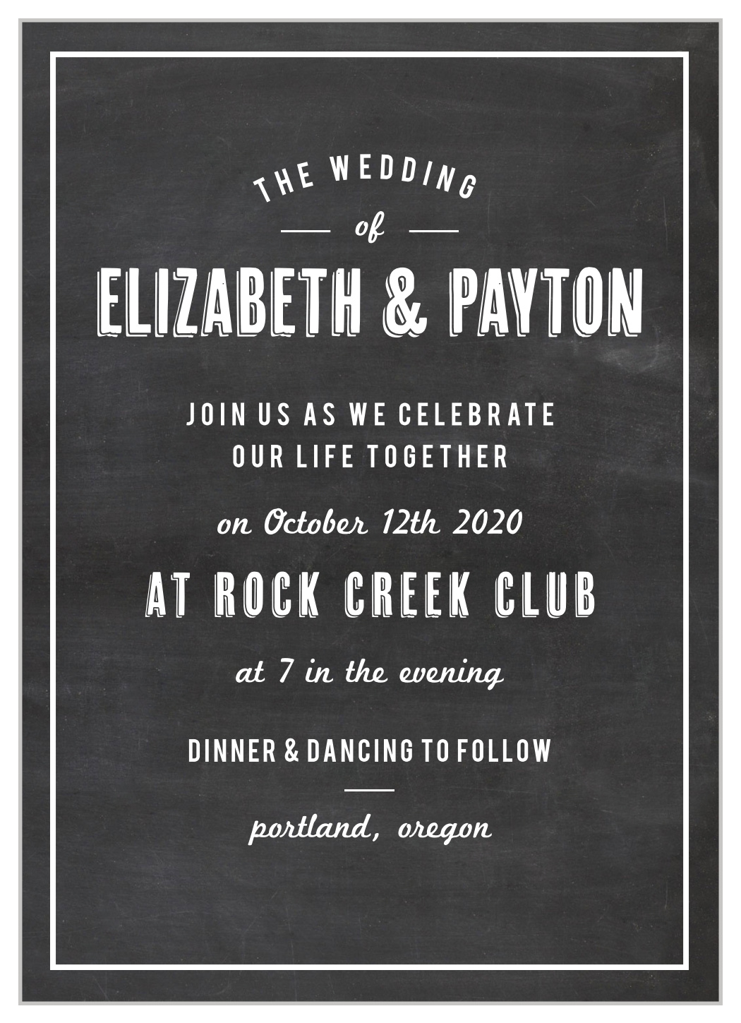 Chalkboard Stamp Wedding Invitations