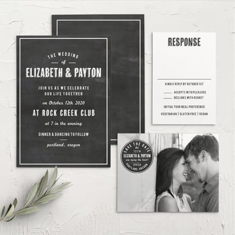 Chalkboard Stamp Wedding Invitations