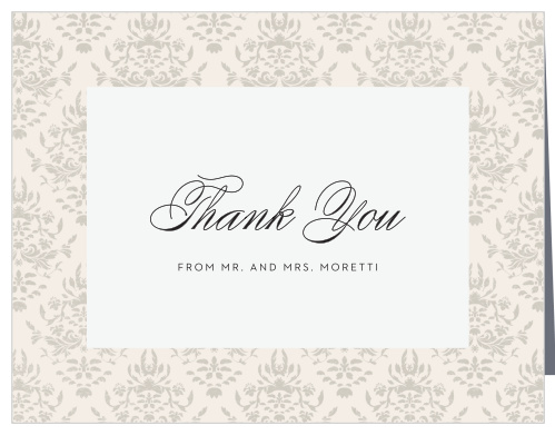 Express appreciation for the support of family and friends on your special day with our Damask Border Wedding Thank You Cards.