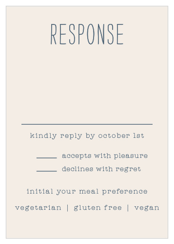 The Cross Stitched Response Cards are a warm, homey way to collect RSVPs.