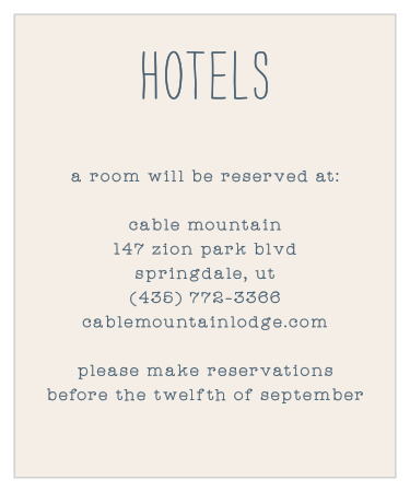 Customize the Cross Stitched Accommodation Cards to coordinate with your warm, homey wedding. 