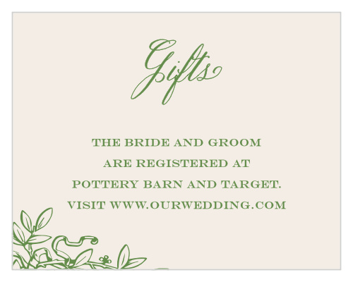 Give guests your wedding wish list with the Classical Gardens Registry Cards.