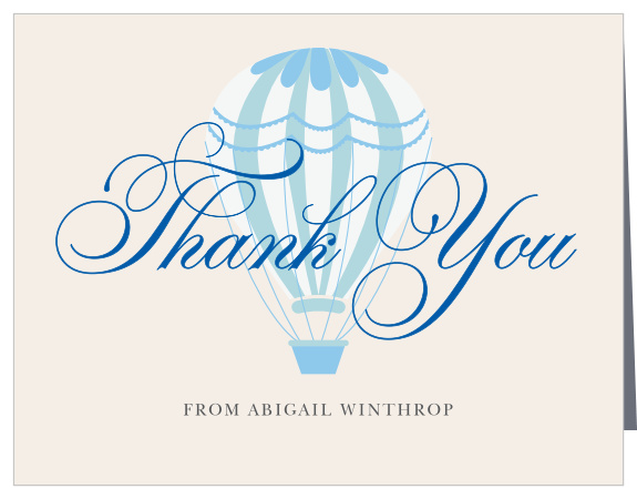 Thank friends and family for joining you on your grand adventure with the Hot Air Balloon Boy Thank You Cards. 