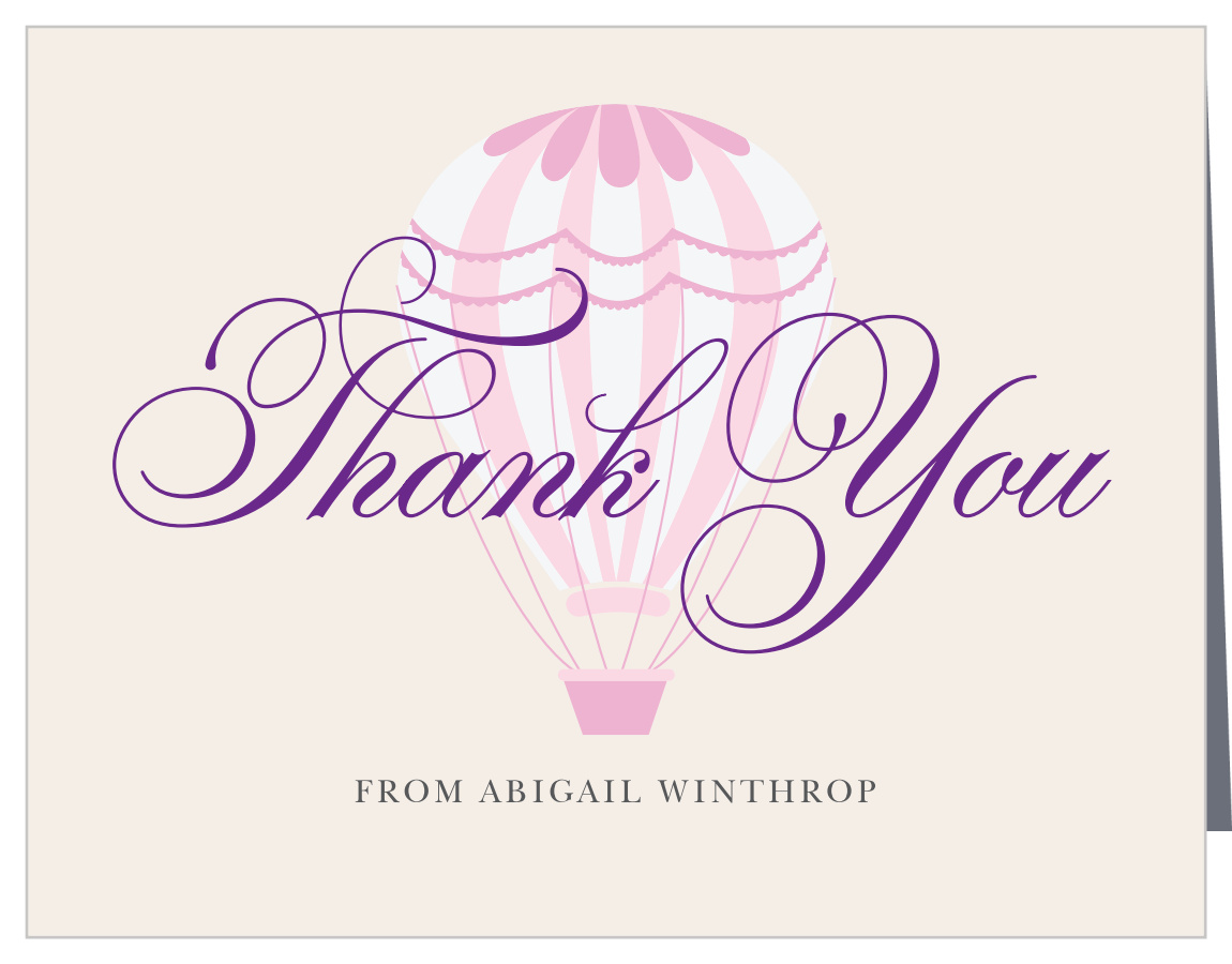 Hot Air Balloon Girl Baby Shower Thank You Cards