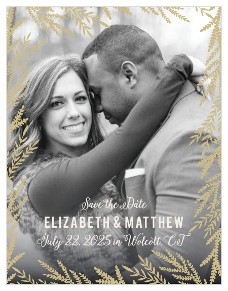 Create wedding announcements with the romance of the Forest Glow Save-the-Date Cards.
