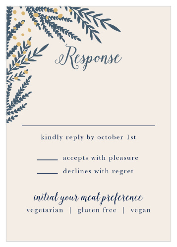Create RSVPs that shine with the romantic rusticity of the Forest Glow Foil Response Cards.