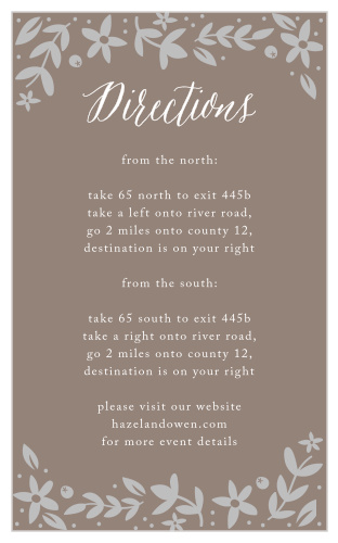 Playful florals accent your text on the Silent Garden Foil Direction Cards.