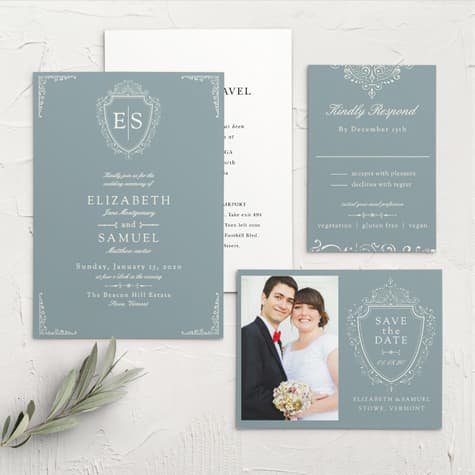 Scrolling Monogram Wedding Invitations