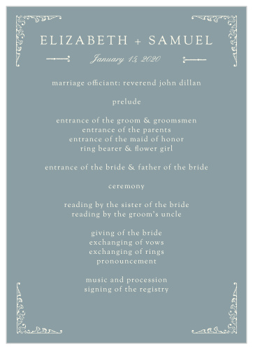 Organize your opulent, vintage wedding with the Scrolling Monogram Wedding Programs.