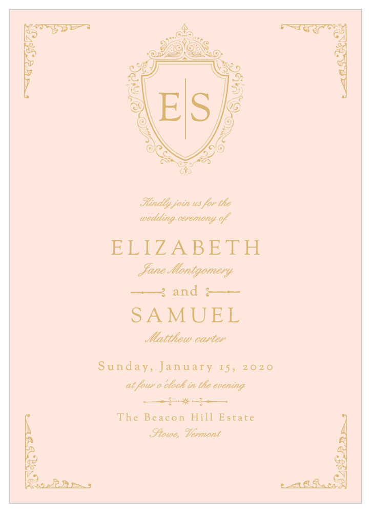 Scrolling Monogram Foil Wedding Invitations
