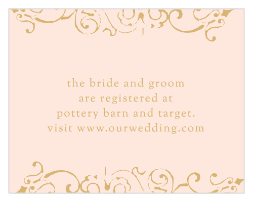Give guests access to your wedding wish list with the Scrolling Monogram Foil Registry Cards.