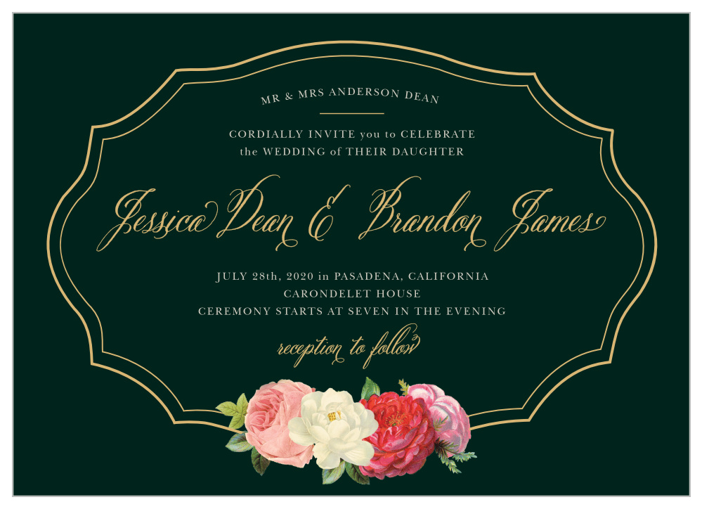 Vintage Florals Foil Wedding Invitations