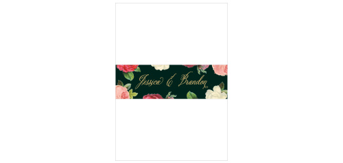 Featuring a eucalyptus green background scattered with roses in a trifecta of colors, the elegant pearl white script in the center of our Vintage Florals Foil Belly Bands provides you with the finishing touch on your invitations. 