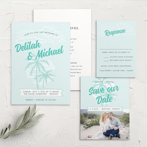 Modern Beachside Wedding Invitations