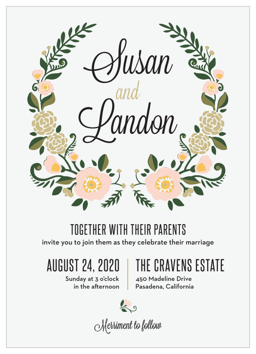 The Laurel Crown Wedding Invitation is packed with charm.