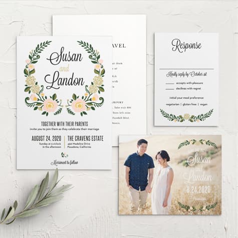 Laurel Crown Wedding Invitations