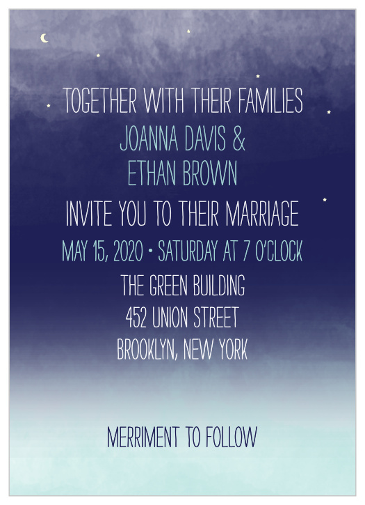 Invite friends and family to celebrate your upcoming union with the Pretty Lights Wedding Invitations.