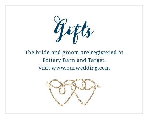 As is tradition, your guests will get you a gift on your wedding day. Help them to avoid confusion with the Anchors Aweigh Registry Cards.