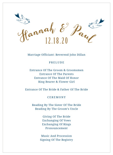 Set a nautical tone for your wedding ceremony with the Anchors Aweigh Wedding Programs.