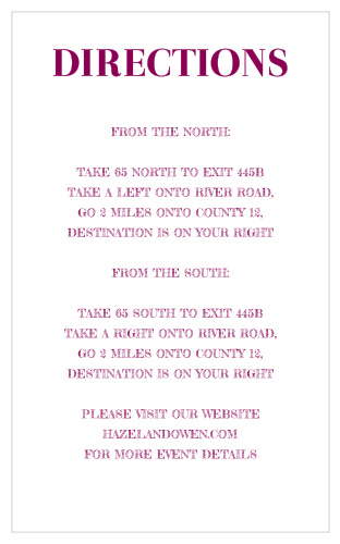 Featuring an inverse color scheme, Vintage Novel Direction Cards help you guide your guests to the venue of your choice.
