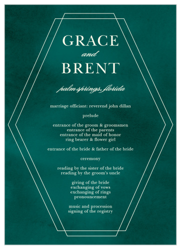 Ensure that your guests can follow along with the events of your wedding day with Deco Love Wedding Programs.