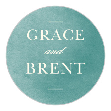 For our Deco Love Stickers, we've written your names in an elegant cream typeface on a background of pine green.