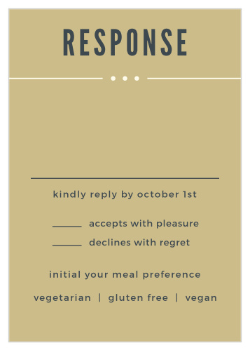 Our Crossing the Bridge Response Cards use a subtle gold background, contrasted with a gorgeously modern onyx text, and then accentuate the important details with lines in that same beautiful blue-gray.