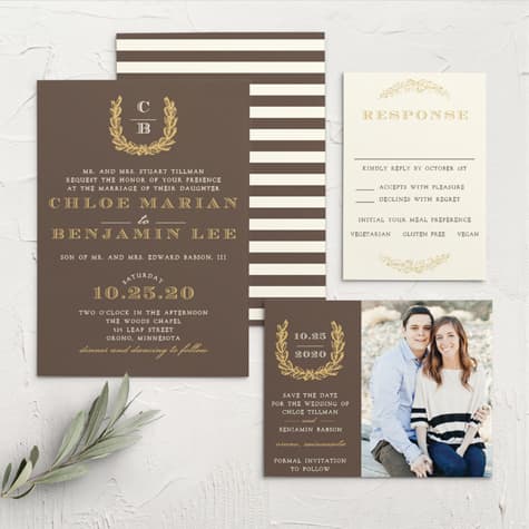 Charming Woods Foil Wedding Invitations