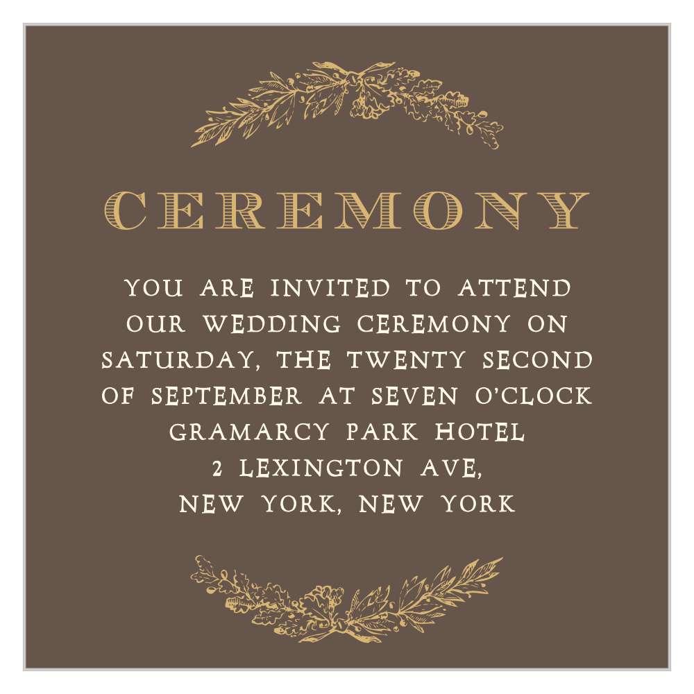 Charming Woods Foil Ceremony Cards