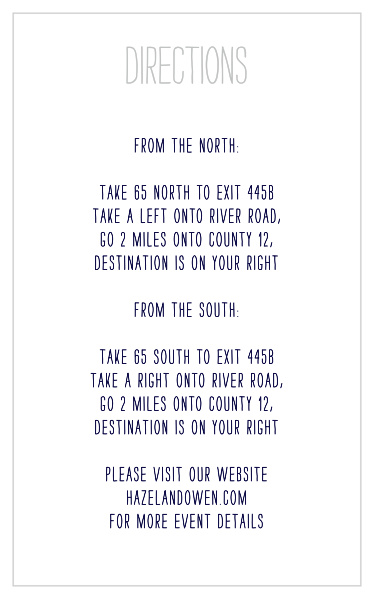 Help guests find your venue by including the Pretty Lights Foil Direction Cards in your wedding stationery.