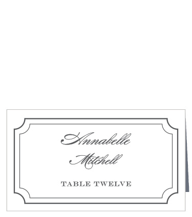 A double scallop frame gives the Elegant Script Place Cards a luxurious feel.
