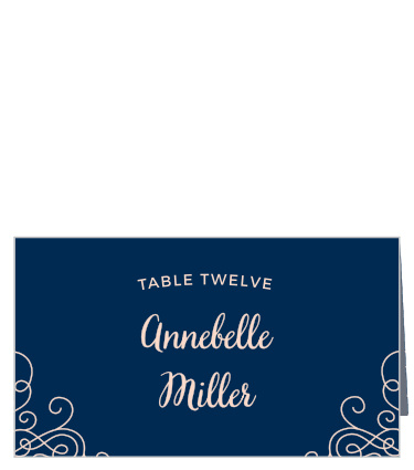 Romantic swirls decorate the corners of the Modern Love Place Cards.