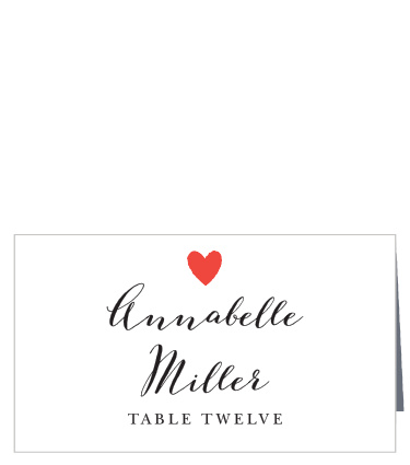 A cute heart tops the Script Heart Place Cards. Add your guests’ names and table numbers in a chic mix of fonts.