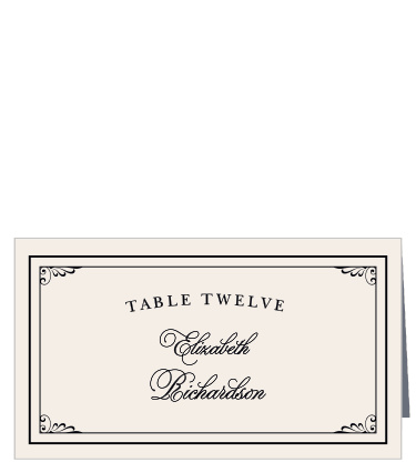 Elegant typefaces and corner embellishments give the Grand Victorian Place Cards sophisticated appeal.