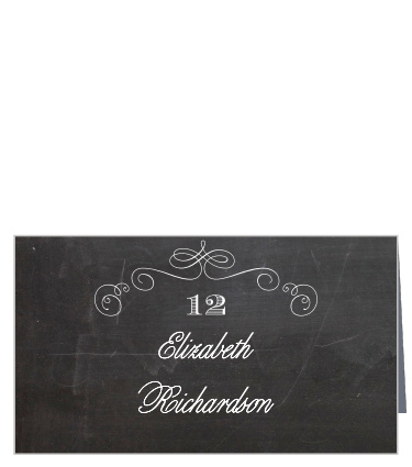 Make a statement with the combination of a rustic chalkboard and a decadent script of the Fancy Chalkboard Place Cards.