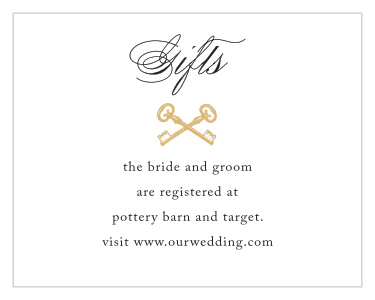 Give guests access to your wedding wish list with the Antique Chic Foil Registry Cards from the Love Vs Design Collection at Basic Invite.